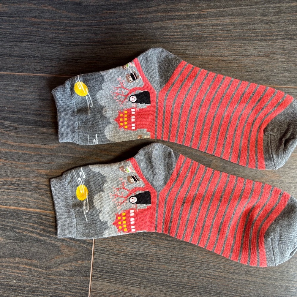 Fun Gray and Red Striped Women's Socks